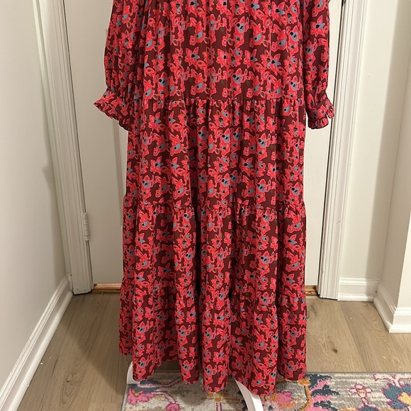 Crosby by Mollie Burch Red Floral Ruffle Mimi Dress In Floral Verbena Size XS - Picture 4 of 14